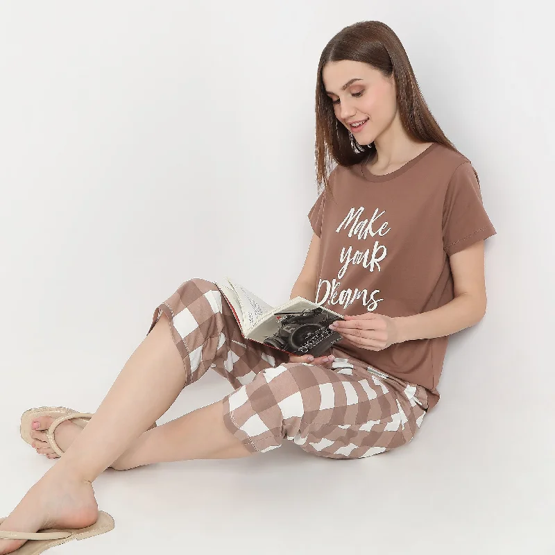 Celebrity Style Text Print Straight Lounge T-Shirt