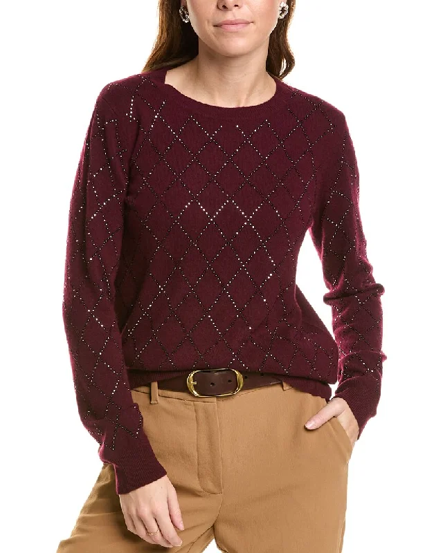 Creative Prints Sofiacashmere Heatset Diamond Crewneck Cashmere Sweater