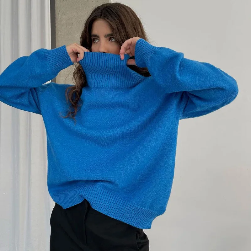 High-quality Styles Oversized Turtleneck Long Sleeve Pullover Knit Sweater