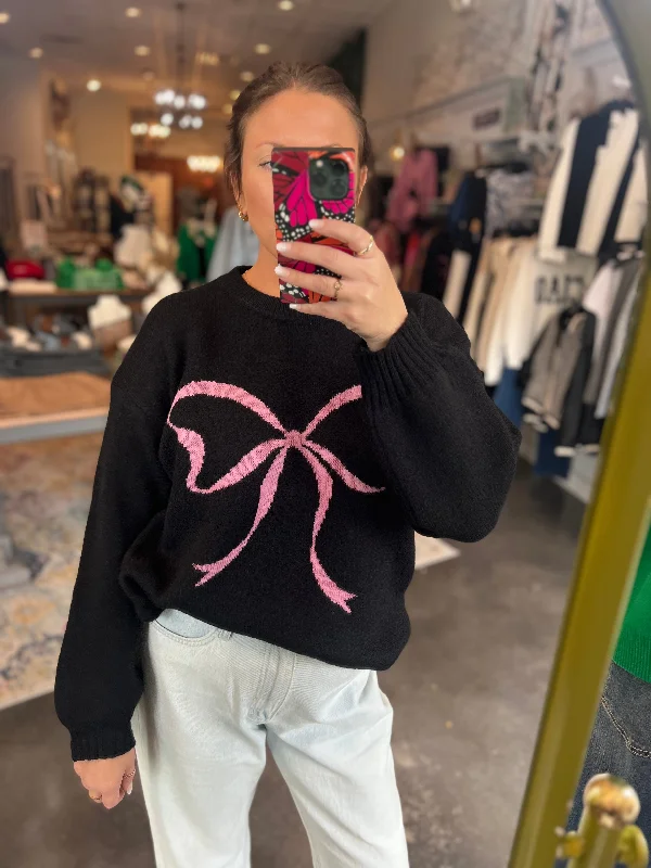 Comfortable Wear Bow Intarsia Sweater