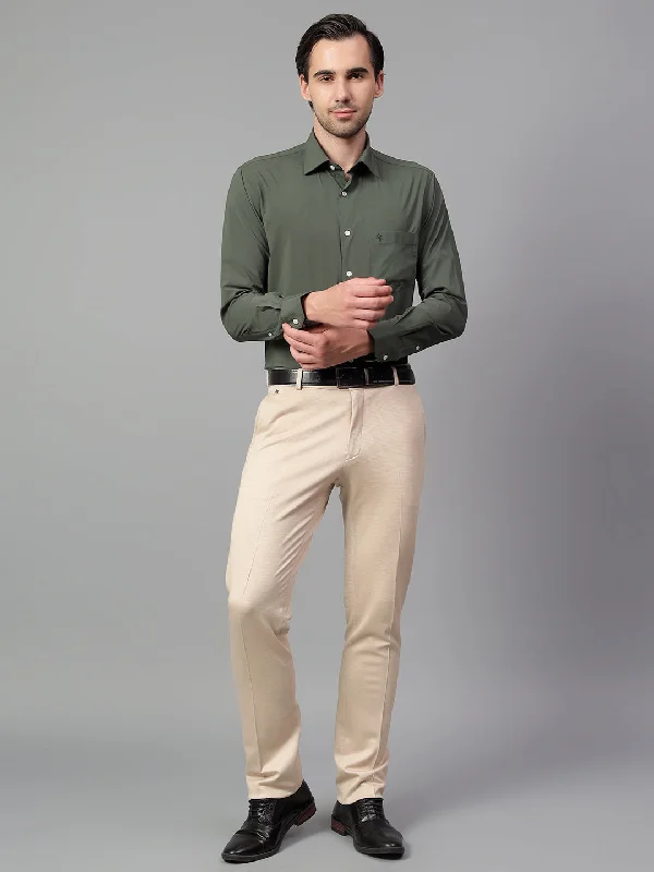 Modern Tailoring Men's Dark Green Solid Full Sleeve Formal Shirt
