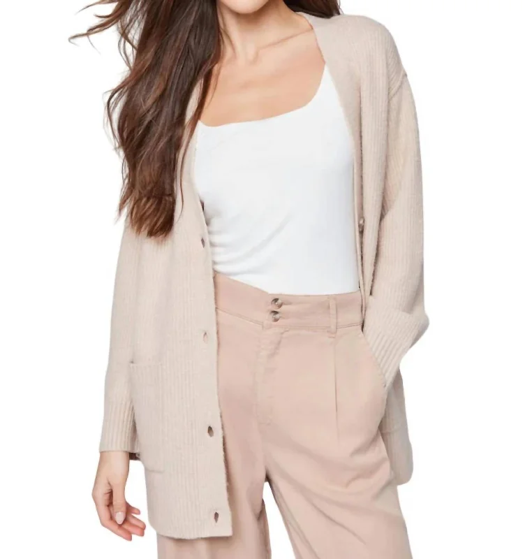 Casual Style Chester Cardigan In Moonstone