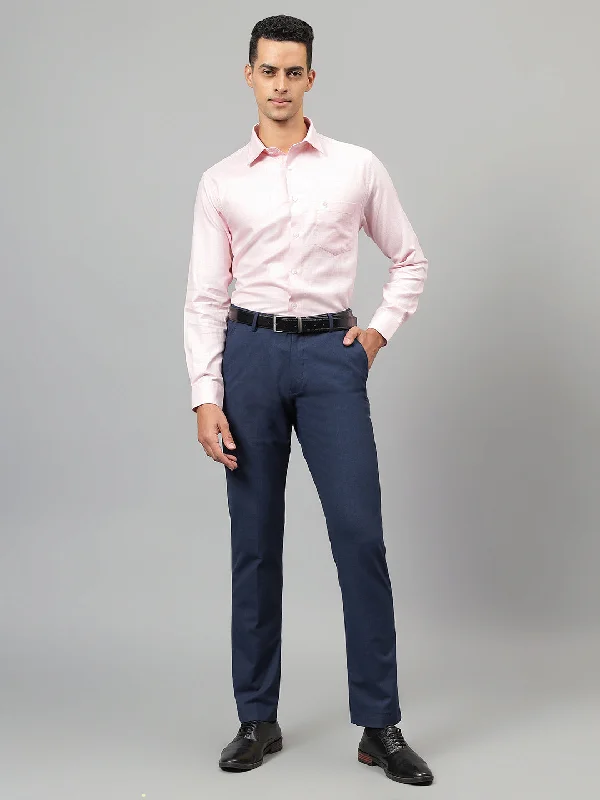 Romantic And Fresh Men's Pink Self Design Full Sleeves Formal Shirt