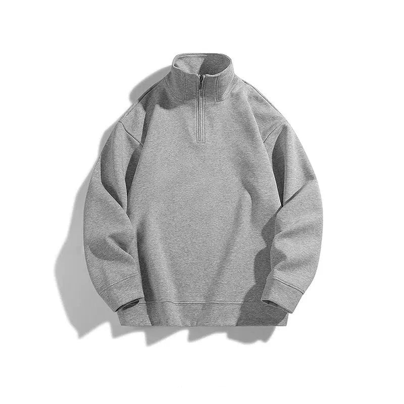 Soft Textures Solid Color Half-zip Pullover