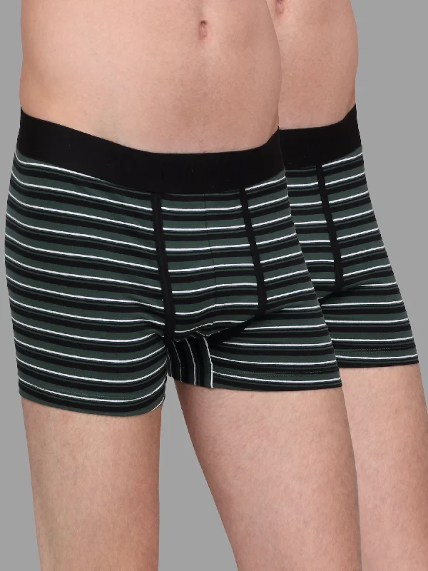 Soft Wear Men's Olive Green Pack of 2 Striped Cotton Briefs