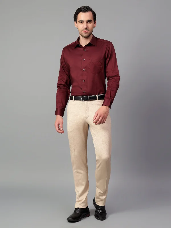 Cute Design Men's Maroon Solid Full Sleeve Partywear Shirt