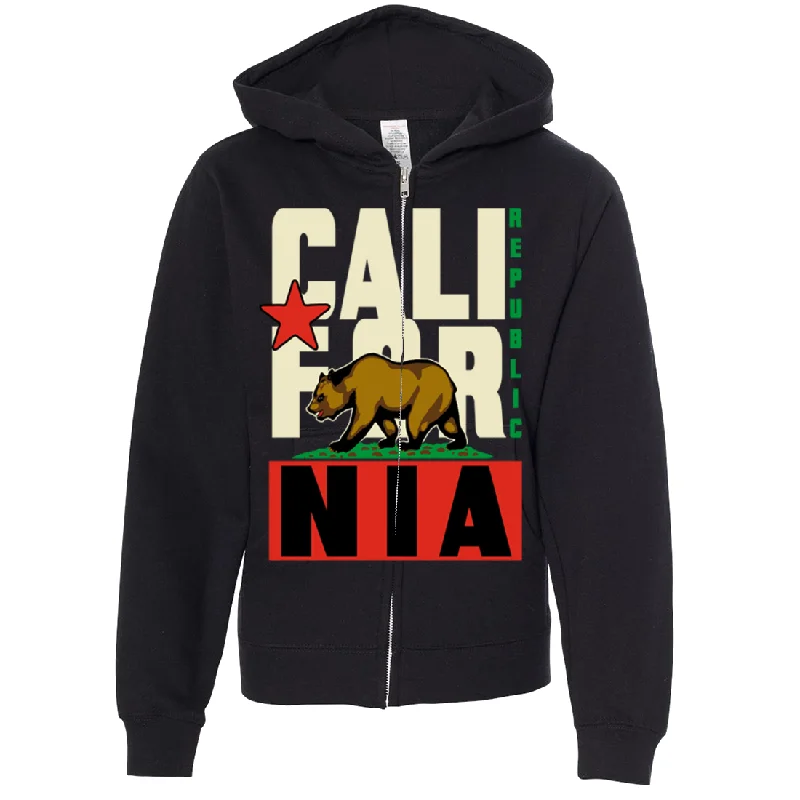 Elegant Wear California Republic Original Retro Bold Premium Youth Zip-Up Hoodie
