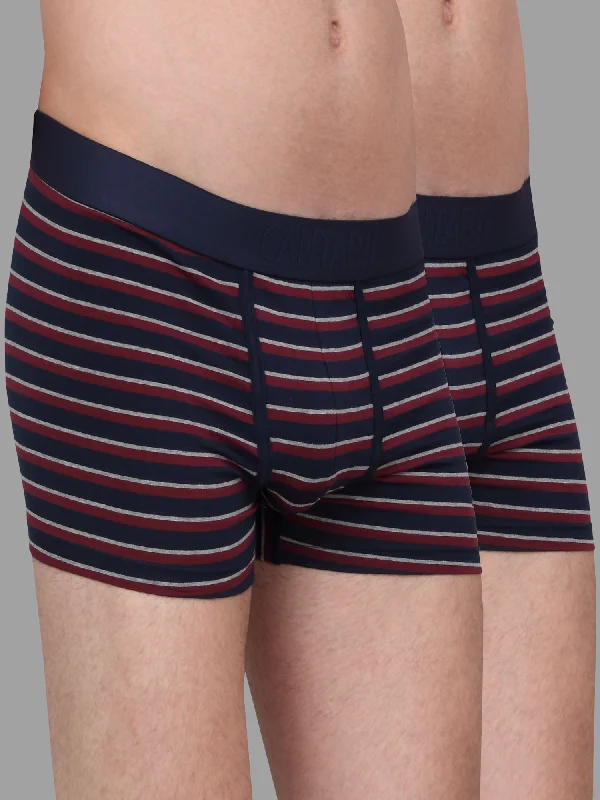 Versatile Wear Men's Maroon Pack of 2 Striped Cotton Stretch Briefs