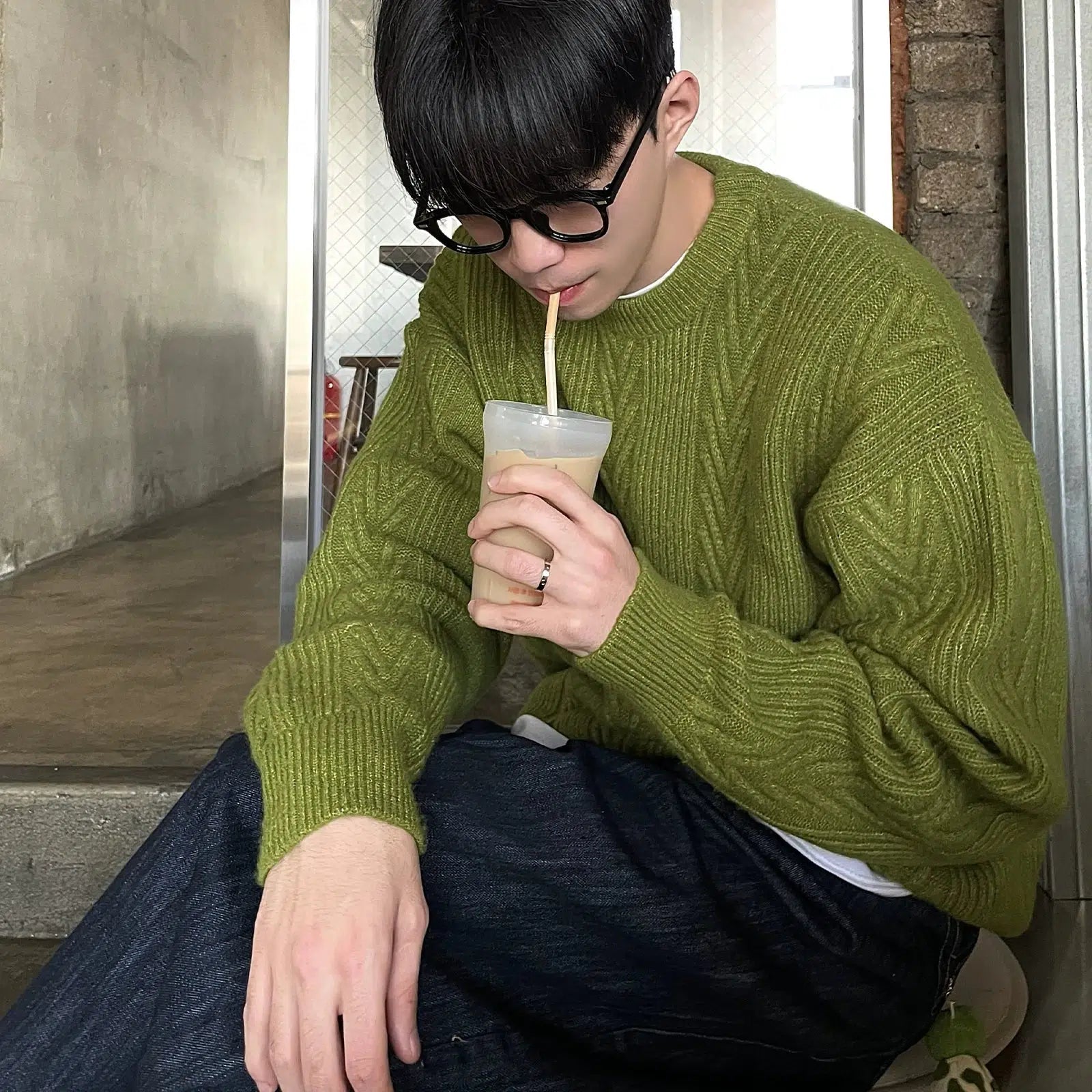 Elegant And Charming Green Round Neck Sweater
