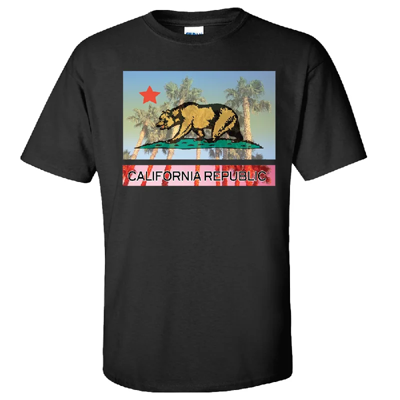 Moisture wicking California Republic Palm Tree Bear Asst Colors T-shirt/tee