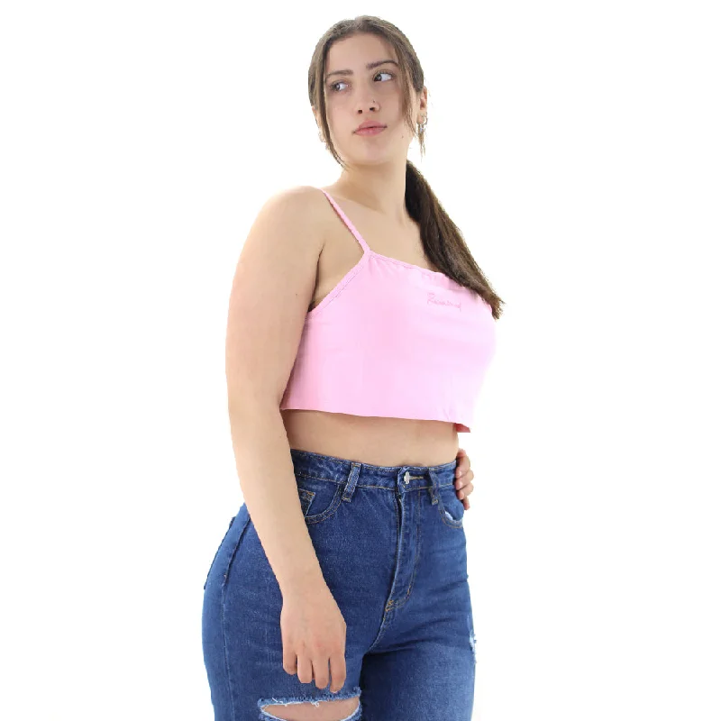 Everyday Chic Women's Spaghetti Strap Crop Top,Pink