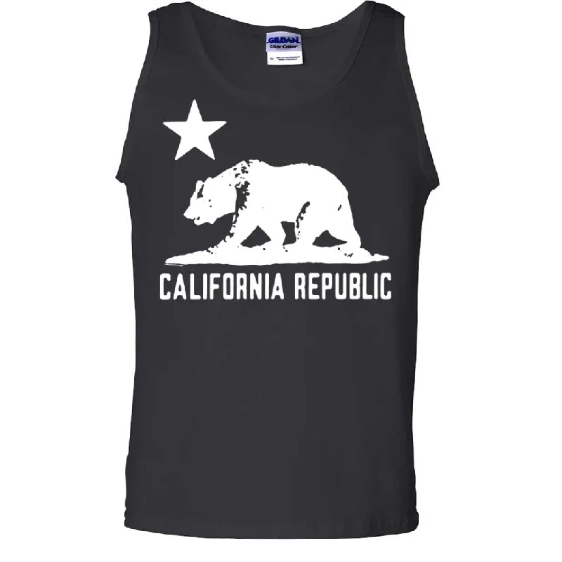 Light Dressing California Flag Oversize White Silhouette Asst Colors Tank Top