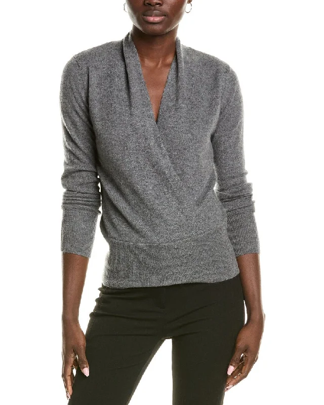 Unique Fashion Sofiacashmere Modern Faux Wrap Cashmere Sweater