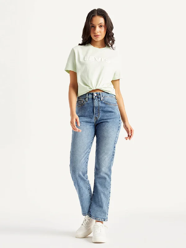 Relaxed Fits Women's High Rise Wedgie Straight Fit Blue Jeans