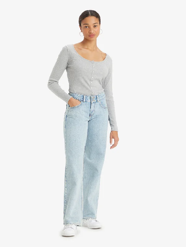 Relaxed Jackets Women's Low Rise Loose Fit Light Blue Jeans
