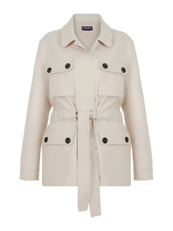 Celebrity Style Belted Fluffy Jacket